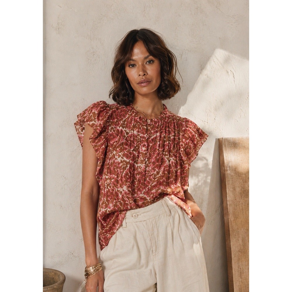 Cleobella Calla Blouse Women's M Paisley Ruffle Flutter Evereve Feminine Girly